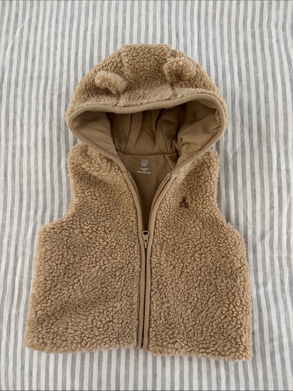 GAP Tan Sherpa Hooded Vest with Bear Ears